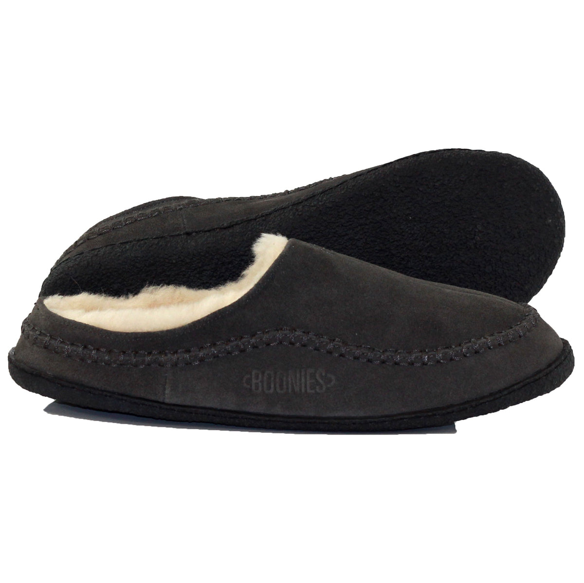 Boonies Comfy As wool slippers in Grey, New Zealand wool lined
